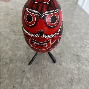 Handcrafted Red Owl Figurine